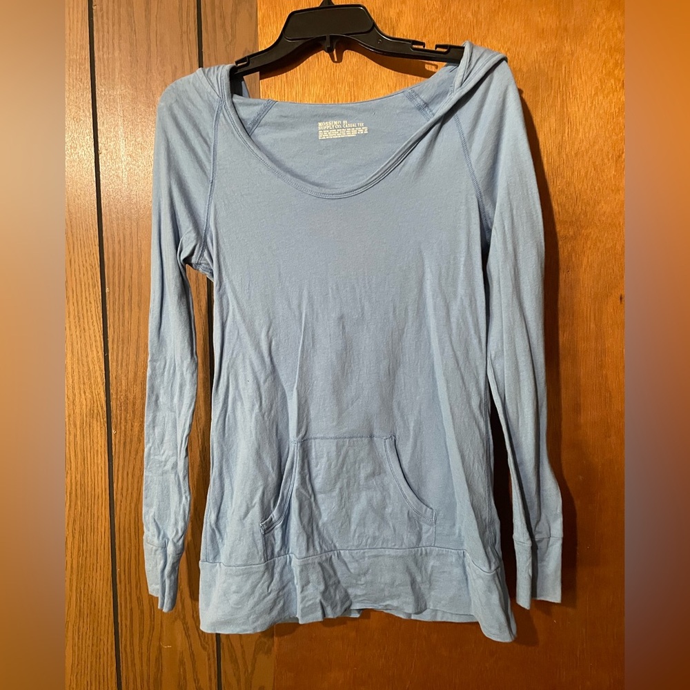 Women's Blue Long Sleeve Hooded Top. Mossimo. Small. Good condition
